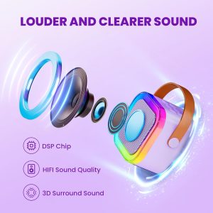 IROO Kids Bluetooth Karaoke Machine with Lights-Voice Effects & 1-Month Karafun Premium – Portable Singing Toy for Ages 3–12 - Purple
