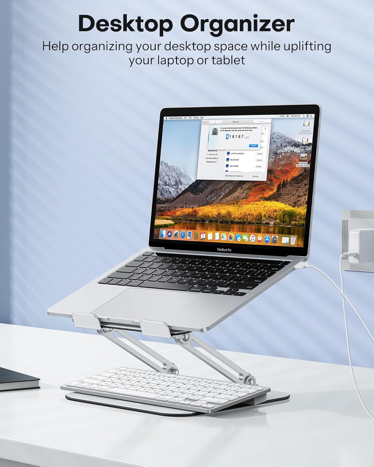 Omoton - Adjustable Laptop Stand – Ergonomic – Foldable & Portable – Height Adjustable up to 270mm – Metal – Cooling Design -10"-17" - Image 5