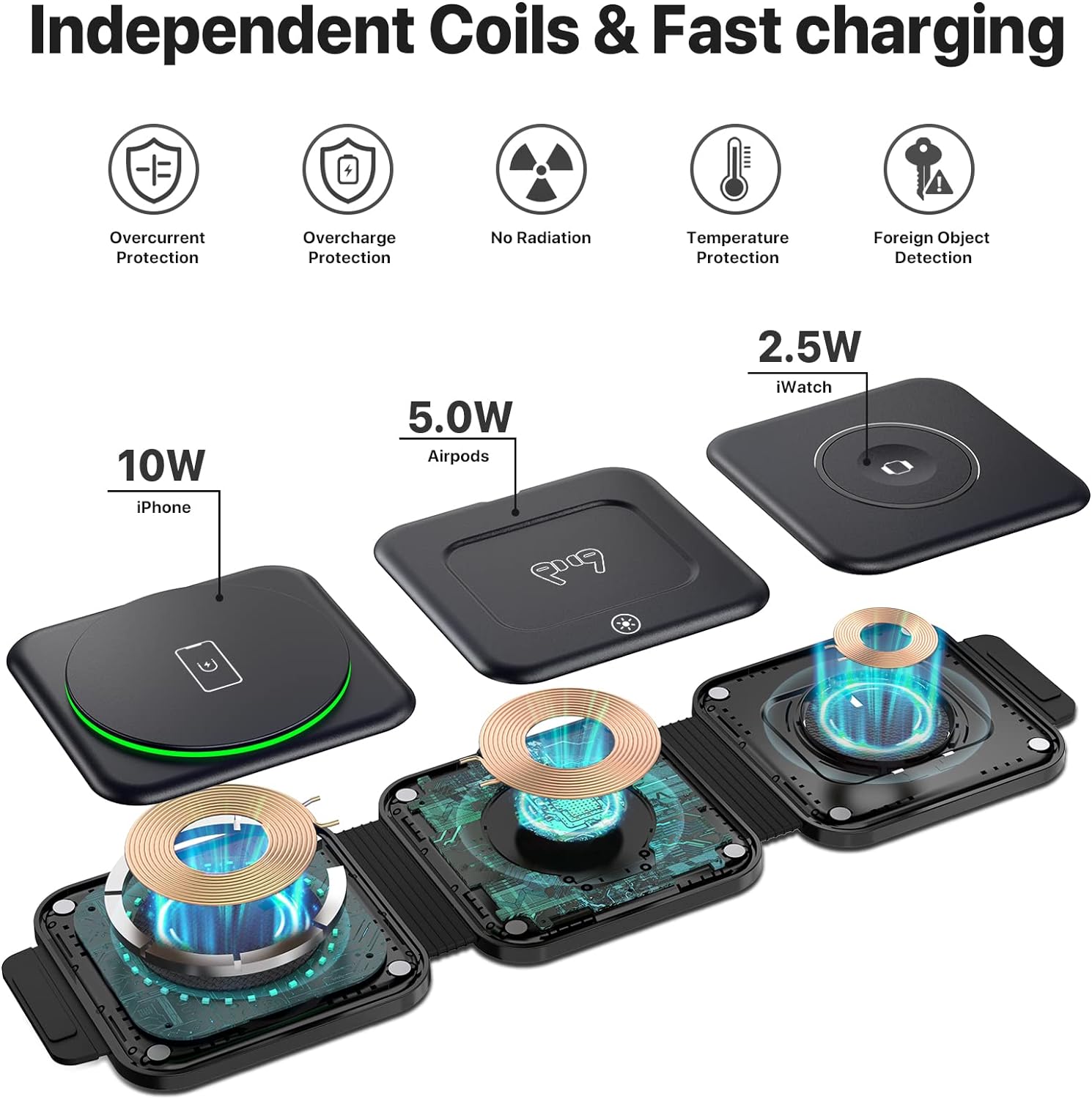 EXW Wireless Charging Station, 3 in 1 - Black - Image 7