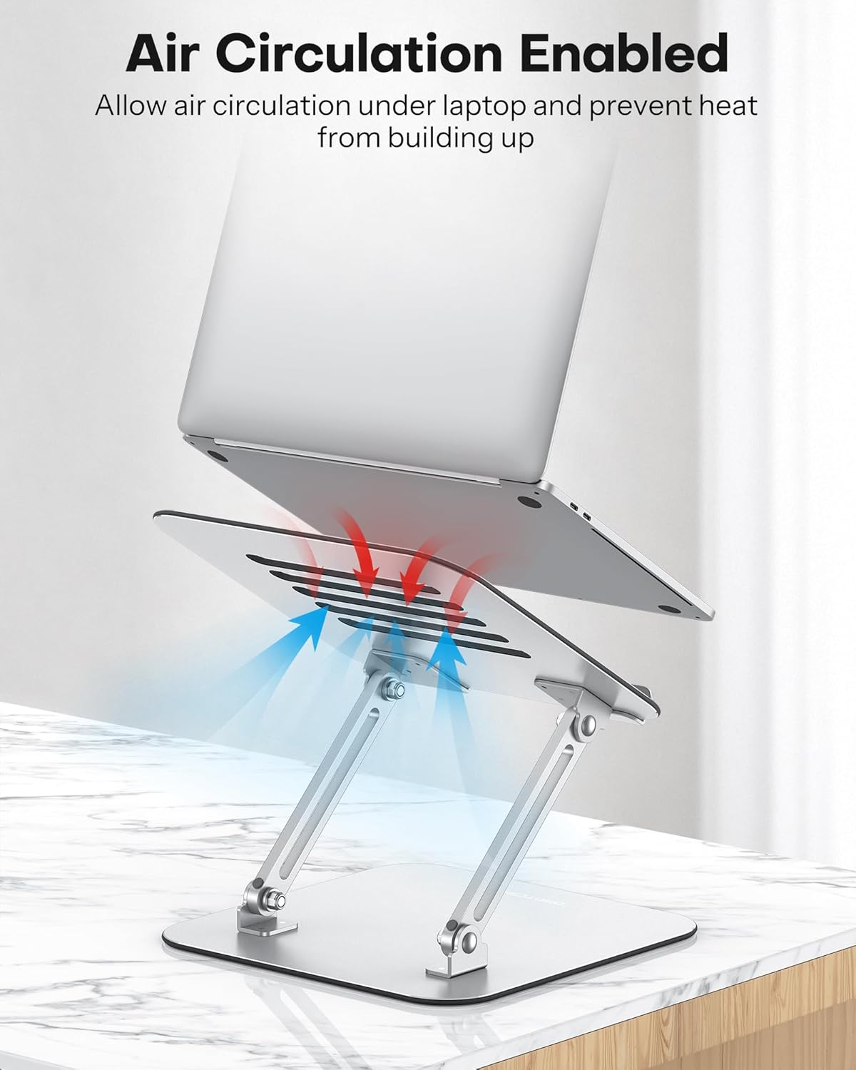 Omoton - Adjustable Laptop Stand – Ergonomic – Foldable & Portable – Height Adjustable up to 270mm – Metal – Cooling Design -10"-17" - Image 4