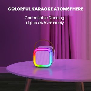 IROO Kids Bluetooth Karaoke Machine with Lights-Voice Effects & 1-Month Karafun Premium – Portable Singing Toy for Ages 3–12 - Purple