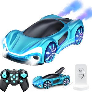 ECOSAT-QUI High-Speed LED Drift RC Car with Smoke Effects & USB Charging – Kids Racing Toy (Ages 3–12) - Blue