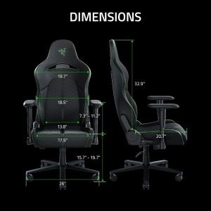 Razer Enki X - chair - steel, plush fabric, high-density polyurethane molded foam, elastomeric polyurethane (EPU) - black, green