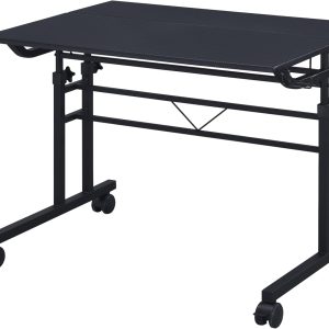 Techni Mobili Rolling Writing Desk with Height Adjustable Desktop and Moveable Shelf - CD-3800SU-BK