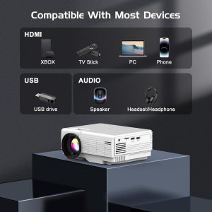 PANSEBA Mini - Bluetooth Projector – 1080P Supported – 50% Brighter & Clearer – Two-Way Bluetooth 5.2 – Low Noise – Portable Home Theater