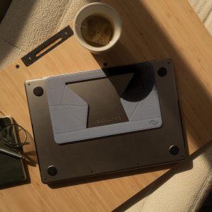 NomadLabs - Foldable Laptop Stand - Lightweight Portable Laptop Stand for Travel - Easy Setup - Ultra-Thin Design - Vegan Leather - Fiberglass