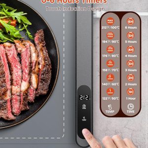 Electric Warming Mat – 500W – Rapid 10s Heating – 6 Temp Levels – 0–6h Timer – Silicone Heating Pad for Food & Buffets