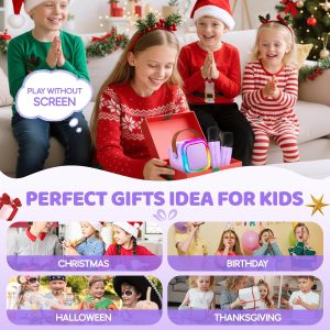 IROO Kids Bluetooth Karaoke Machine with Lights-Voice Effects & 1-Month Karafun Premium – Portable Singing Toy for Ages 3–12 - Purple