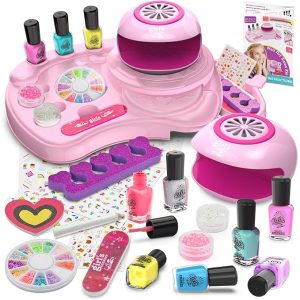 Amagoing My First Nail Art Manicure Kit for Girls – Kids Nail Art Studio with Quick-Dry Polish & Dryer – Ages 7–12