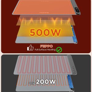 Electric Warming Mat – 500W – Rapid 10s Heating – 6 Temp Levels – 0–6h Timer – Silicone Heating Pad for Food & Buffets
