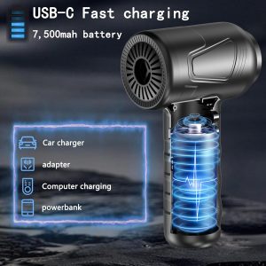 Cagiwiru - Cordless Electric Air Duster – 3-Speed – 91,000RPM – USB-C Rechargeable – Multi-Nozzle – Portable Dust Cleaner
