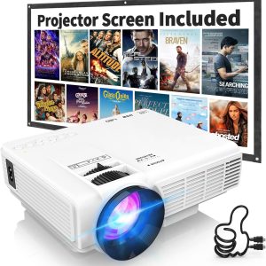 PANSEBA Mini - Bluetooth Projector – 1080P Supported – 50% Brighter & Clearer – Two-Way Bluetooth 5.2 – Low Noise – Portable Home Theater