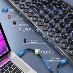 Kolude - USB Keyboard w/ 9 in 1 USB-C Docking Statio - Silver