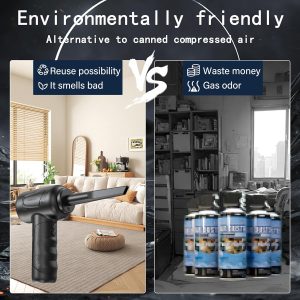 Cagiwiru - Cordless Electric Air Duster – 3-Speed – 91,000RPM – USB-C Rechargeable – Multi-Nozzle – Portable Dust Cleaner