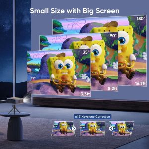 PANSEBA Mini - Bluetooth Projector – 1080P Supported – 50% Brighter & Clearer – Two-Way Bluetooth 5.2 – Low Noise – Portable Home Theater