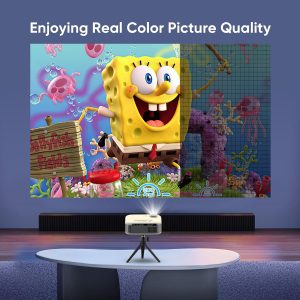 PANSEBA Mini - Bluetooth Projector – 1080P Supported – 50% Brighter & Clearer – Two-Way Bluetooth 5.2 – Low Noise – Portable Home Theater