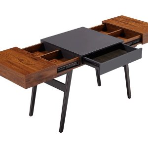 Techni Mobili Expandable RTA-1854 - table - rectangular - gray, mahogany