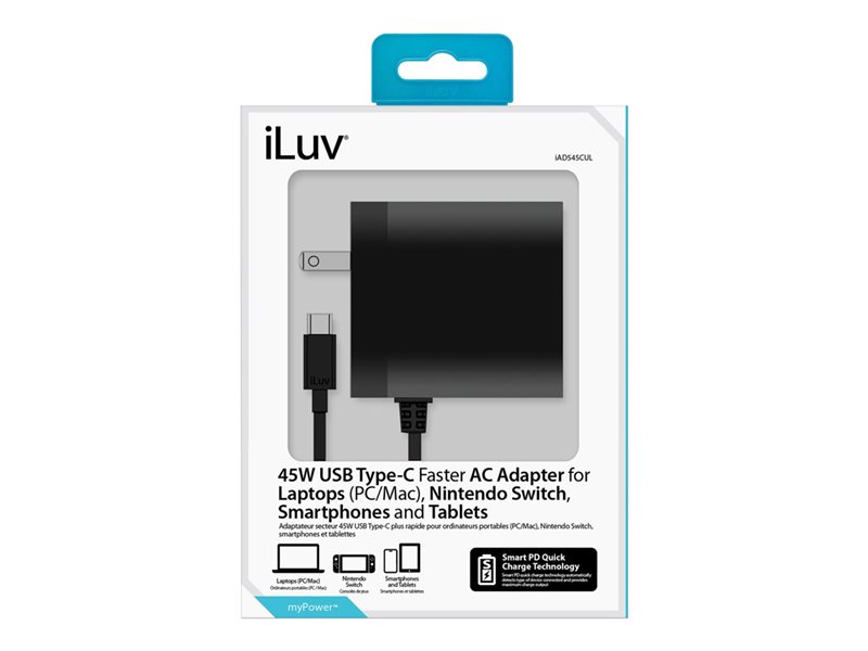 iLuv 45W USB-C Faster AC Adapter with 6ft Cable - power adapter - 45 Watt - Image 6