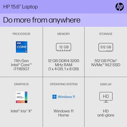 HP Laptop 15.6" 15-DY2718NR Silver - I7-1165G7 - 12GB - 512SSD - WIN 11 - Image 4