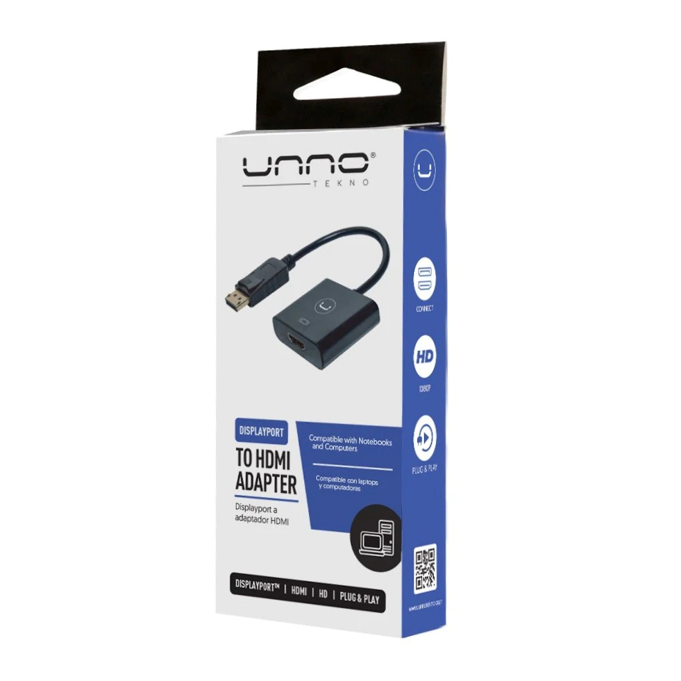 Unno Tekno Display Port to HDMI Adapter AD3004BK - Image 2