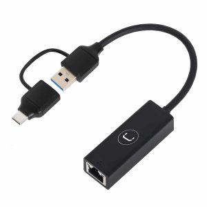 Unno Tekno Adapter Dual USB 3.0 - Type C to LAN RJ45 port