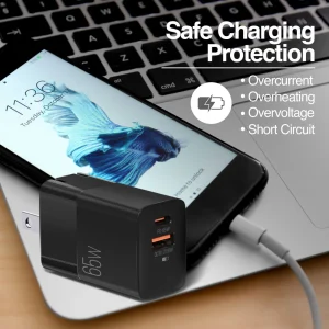 ArgomTech Volta P7 65W PD Type-C + USB with Foldable Plug Wall Charger AC-0125BK