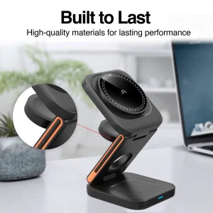 ArgomTech  - Wireless Fast Charger 3 in 1 Foldable Stand  MAGNETIC S4 - AC-0144BK