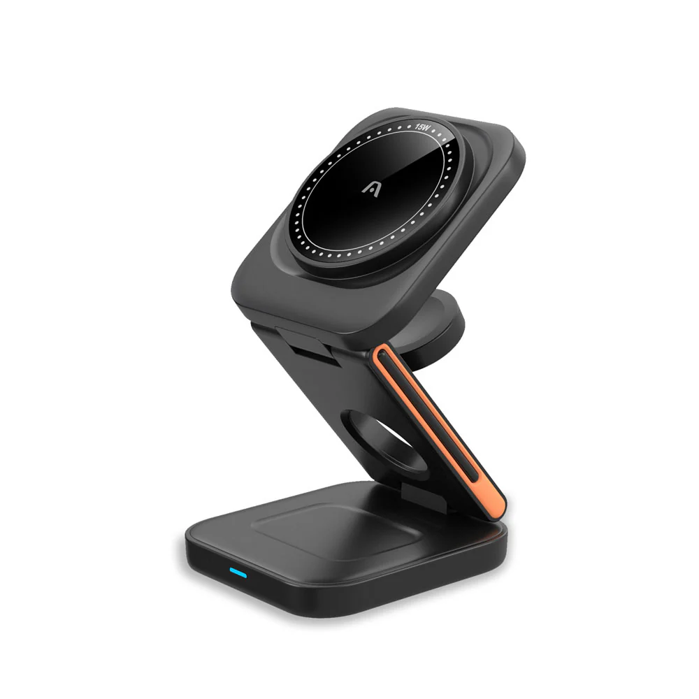 ArgomTech - Wireless Fast Charger 3 in 1 Foldable Stand MAGNETIC S4 - AC-0144BK