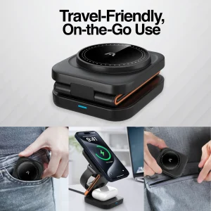 ArgomTech  - Wireless Fast Charger 3 in 1 Foldable Stand  MAGNETIC S4 - AC-0144BK