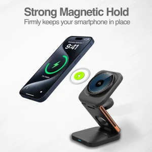 ArgomTech  - Wireless Fast Charger 3 in 1 Foldable Stand  MAGNETIC S4 - AC-0144BK
