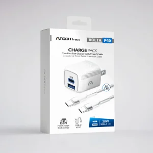 ArgomTech VOLTA P40 Charge Pack – Two-Port Fast Charger with Type-C Cable