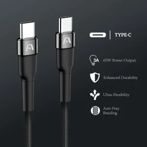 ArgomTech CABLE TYPE-C TO TYPE-C 65W NYLON BRAIDED DURA SPEED 6FT/1.8M