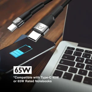 ArgomTech CABLE TYPE-C TO TYPE-C 65W NYLON BRAIDED DURA SPEED 6FT/1.8M