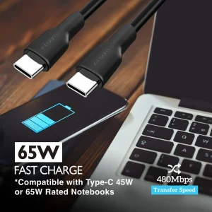 ArgomTech - Type-C To Type-C 65W Silicone Cable 6ft/1.8m - Dura Flex - CB-0070WT