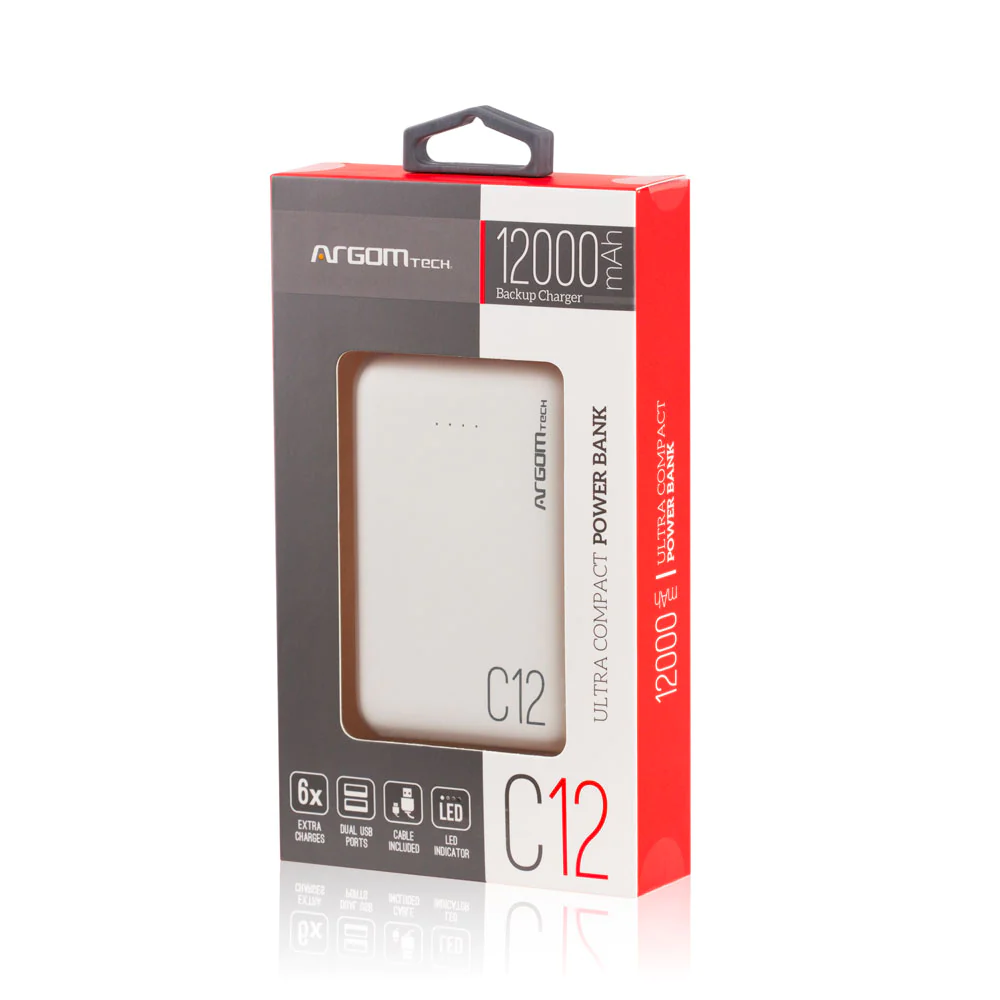 ArgomTech Power Bank 1138WT C12 12000MAH White - Image 2