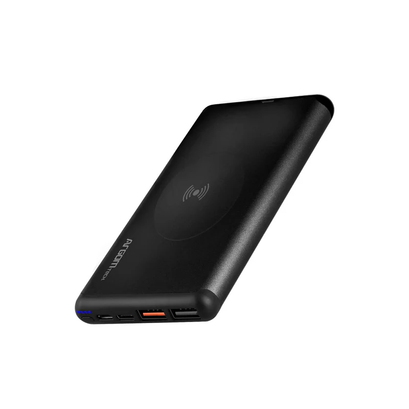ArgomTech Power Bank S12W 12000mAh Aluminum with 15W Fast Wireless Charging - ARG-PB-1156BK