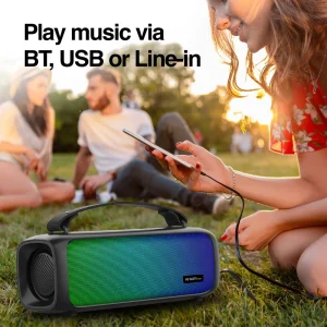 ArgomTech - Radyon Air Premium Wireless BT Speaker with LED Lights - ARG-SP-3101BK