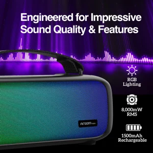 ArgomTech - Radyon Air Premium Wireless BT Speaker with LED Lights - ARG-SP-3101BK