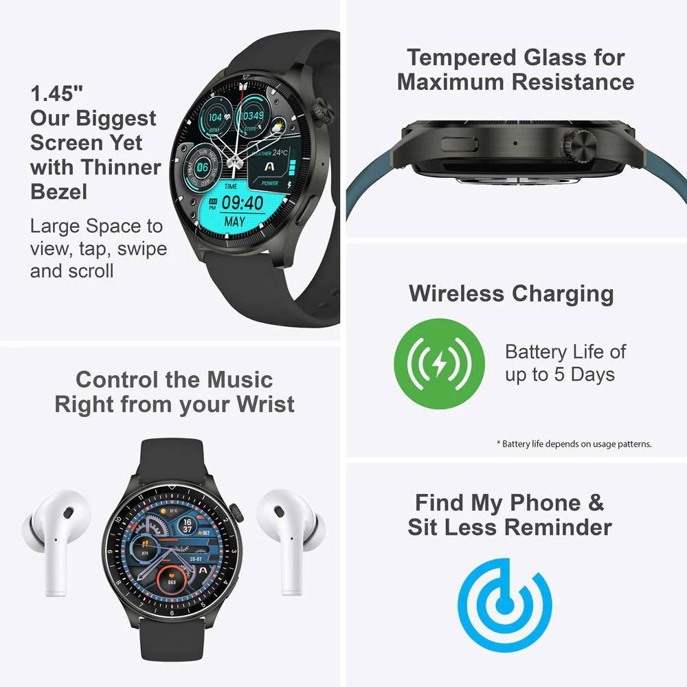 ArgomTech Smart Watch C61 WT-6061BK - Black - Image 4