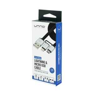 Unno Tekno 2-in-1 Cable Type C & Micro USB 3ft CB4056GY