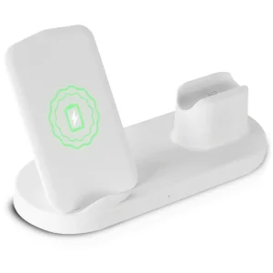 RCA CM-14BK 3-in-1 Wireless Charging Station – 25W – iPhone – Apple Watch – AirPods – RGB - Black