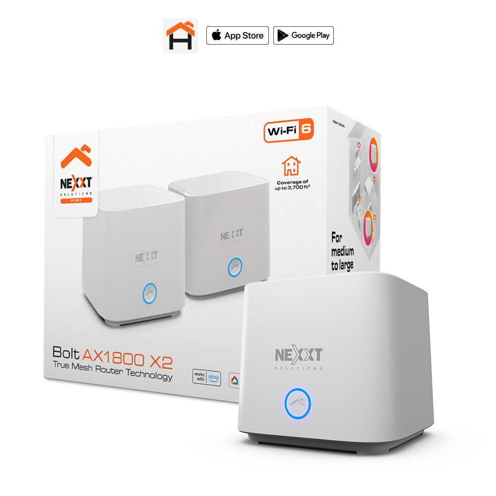 Nexxt Bolt AX1800 - True Mesh Router technology - 2-Pack - NCM-X18002PK