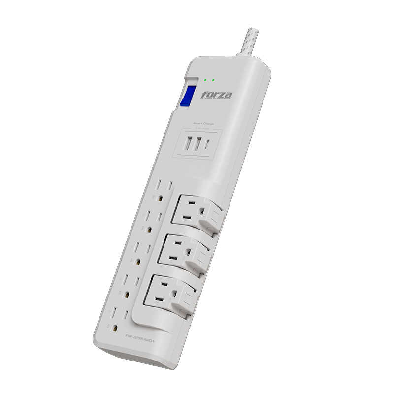 Forza Surge protector 1625W/2200J - 8 outlets - 3-Rotating - 2-USBA - 1-USBC -120V/240V - Image 2
