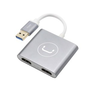 Unno Tekno USB A to Dual HDMI Port Adapter -HB1102SV