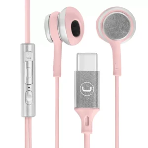 Unno Tekno Ultra USB-C earbuds - Pink-.HS7005WT - microphone