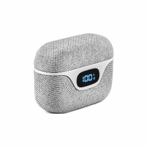 Unno Tekno Bluetooth Earbuds LuxPro Fabric - Grey/White - HS7511WT