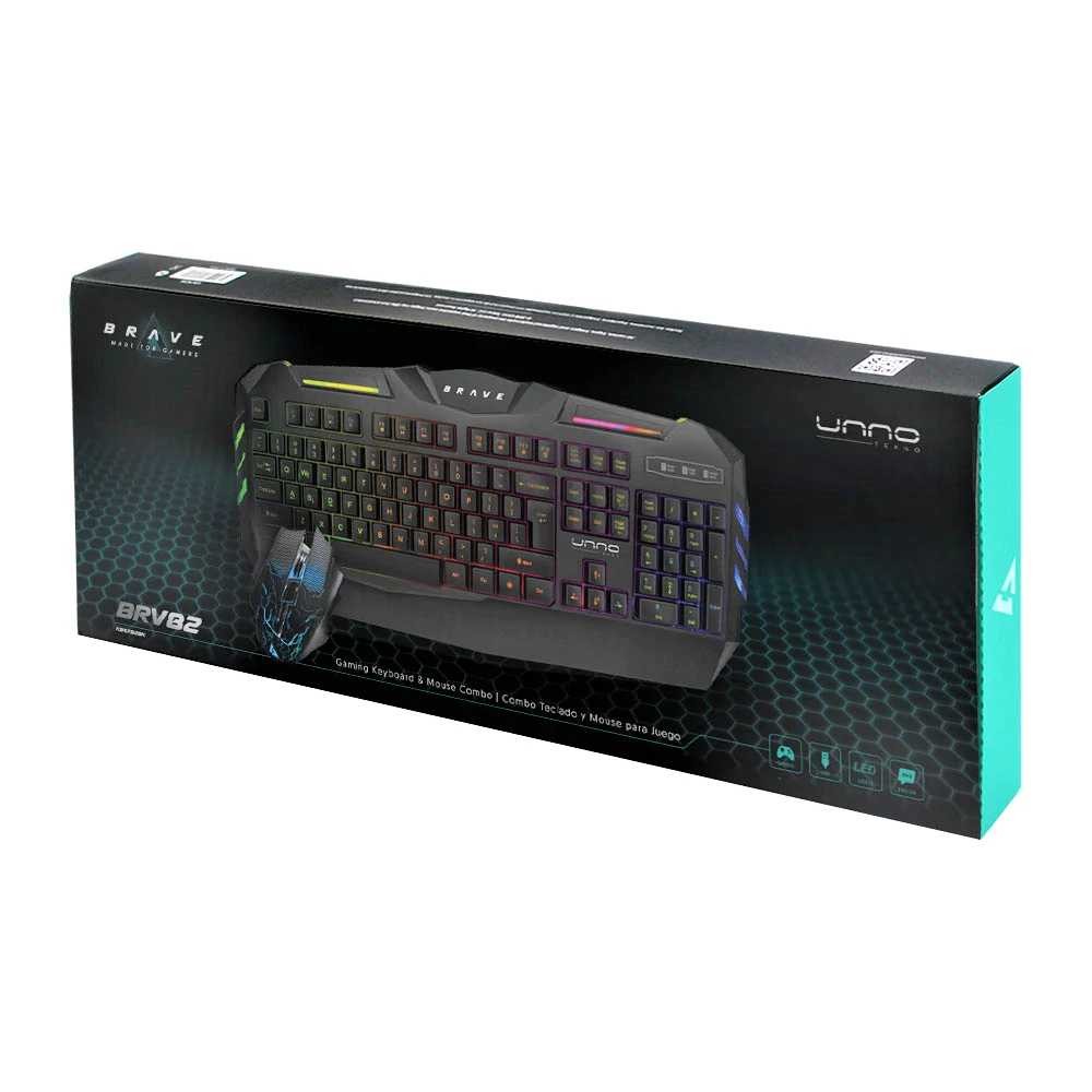 Unno Tekno Brave BRV82 - Keyboard & Mouse Combo For Gaming - KB6782BK