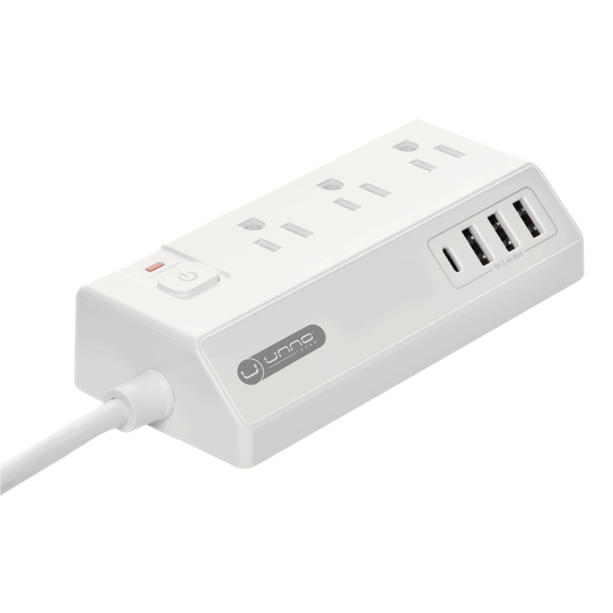 Unno Tekno Power Strip Max 3 A/C+3USB A PW5083WT