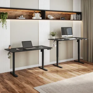 Techni Mobili Electric Standing Desk, Height Adjustable Sit-to-Stand Desk with 3 Memory Presets and Dual Accessory Hooks