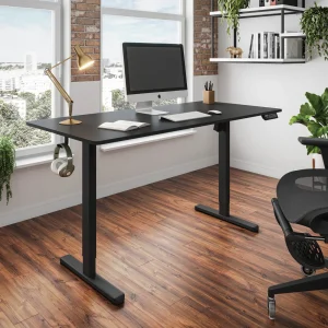 Techni Mobili Electric Standing Desk, Height Adjustable Sit-to-Stand Desk with 3 Memory Presets and Dual Accessory Hooks